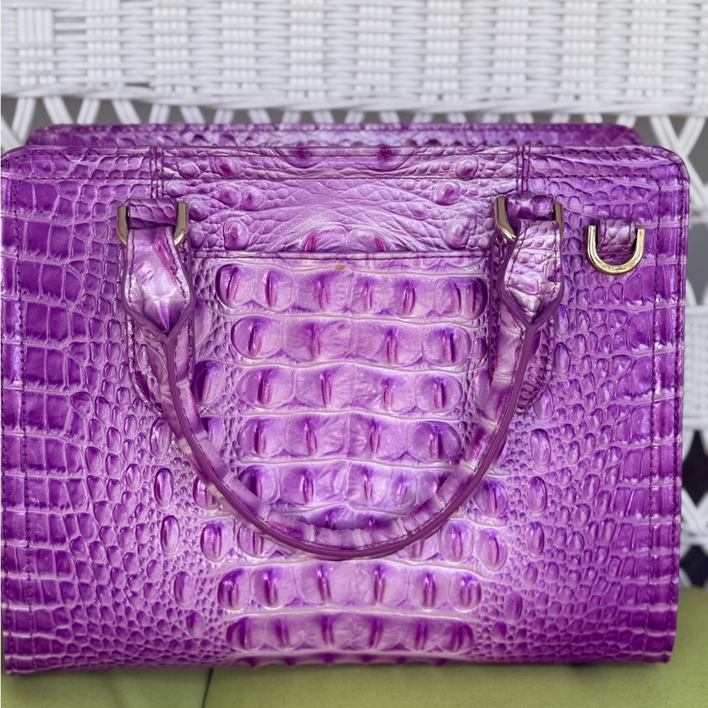 Brahmin Purple Satchel Bag Elegant and Functional. - Picture 3 of 7